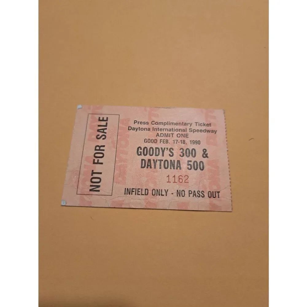 1990 Daytona Press Ticket NASCAR Goody’s 300 Daytona 500 Feb 17–18 Used
